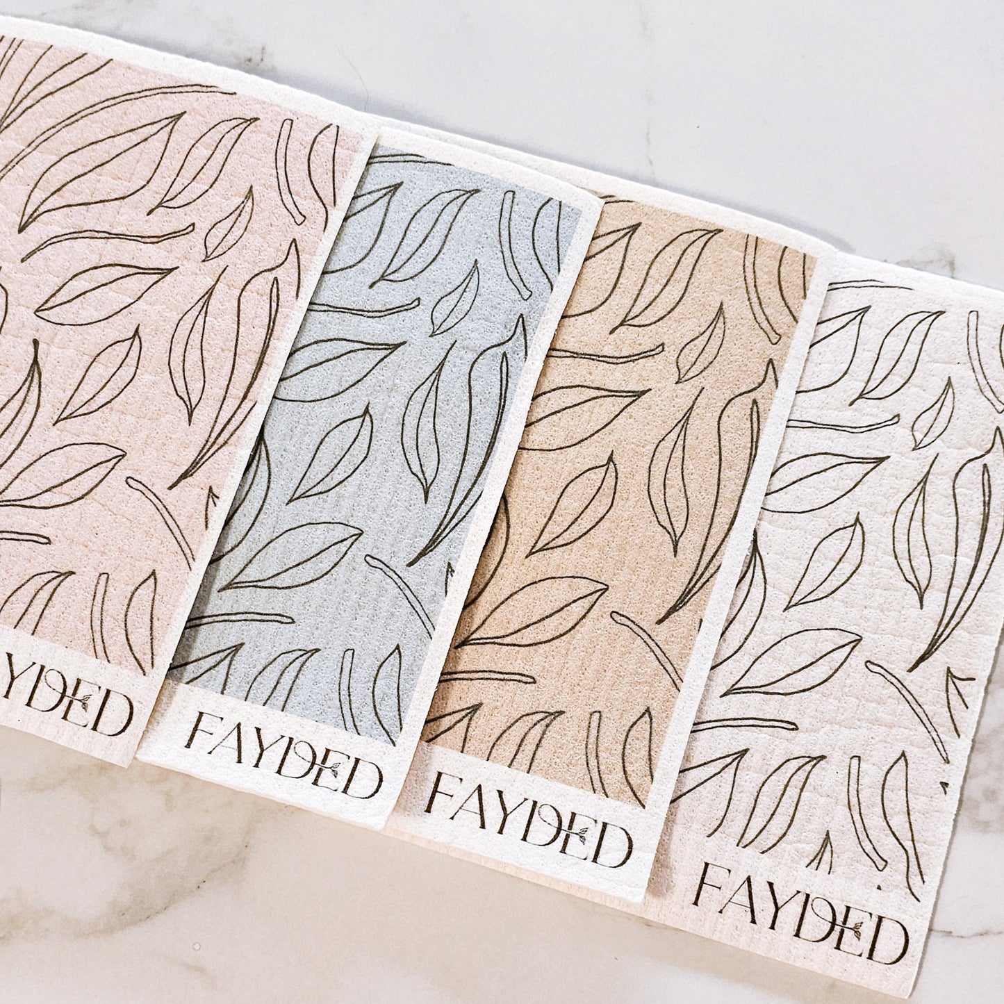 Reusable cellulose cotton Swedish sponge cloths – plastic-free kitchen essentials by Fayded