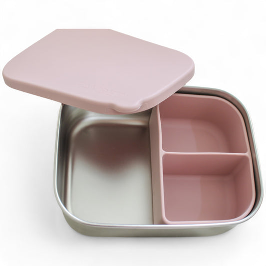 Eco-friendly silicone bento lunch box in mauve – sustainable reusable lunch container by Fayded