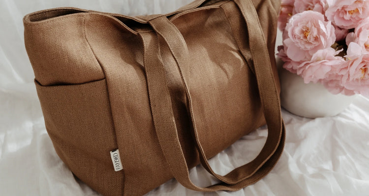 brown and linen organic tote bag australia