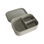 Green/Olive bento box with compartments on a white background