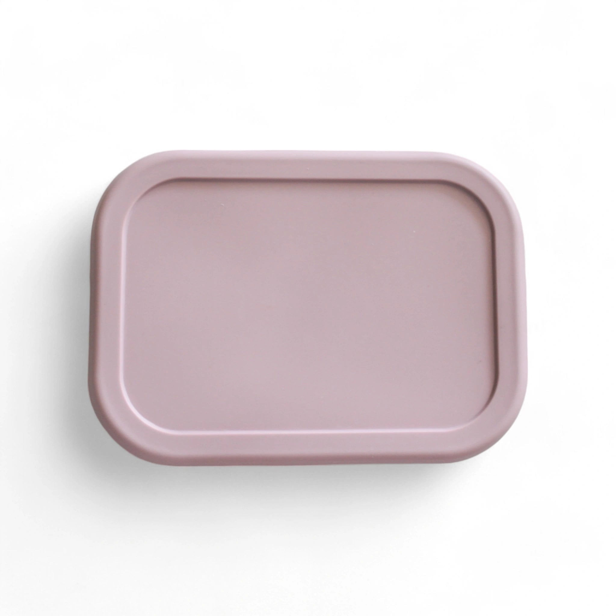 Mauve rectangular Silicone Bento box on a white background
