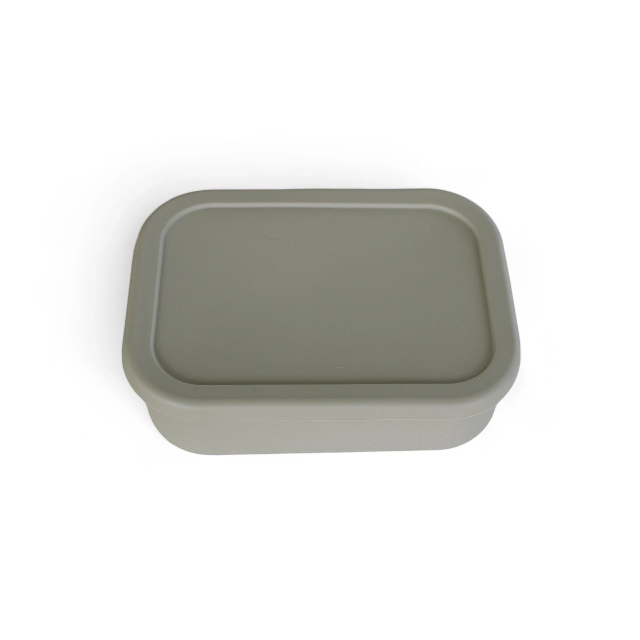 Rectangular green container with lid on a white background