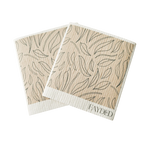 Two beige swedish dishcloths with leaf pattern and 'Fayded' branding on a white background